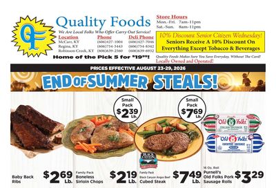 Quality Foods - Buskirk End of Summer Steals Weekly Ad August 23 - 29, 2026