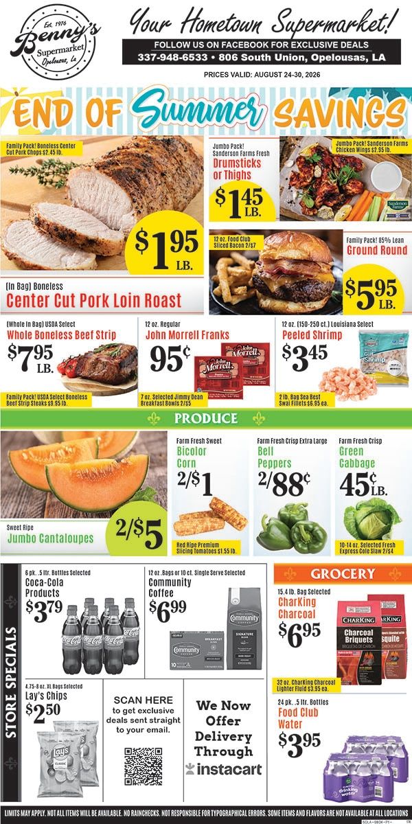 Benny's Supermarket Weekly Ad August 24 - 30, 2026