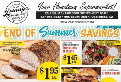 Benny's Supermarket Weekly Ad August 24 - 30, 2026