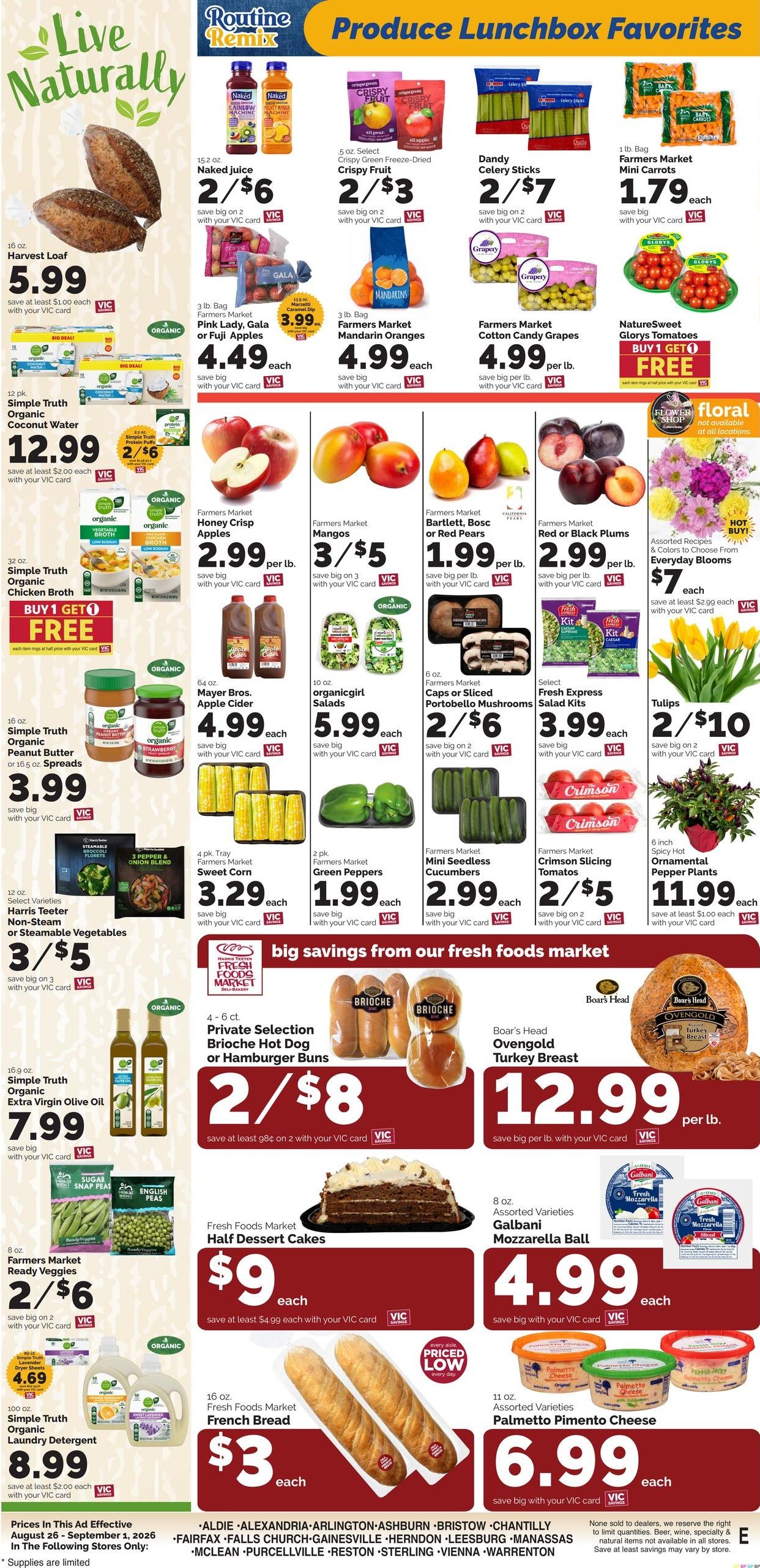 Harris Teeter (Arlington–Alexandria Area, VA) Weekly Ad August 26 - September 1, 2026
