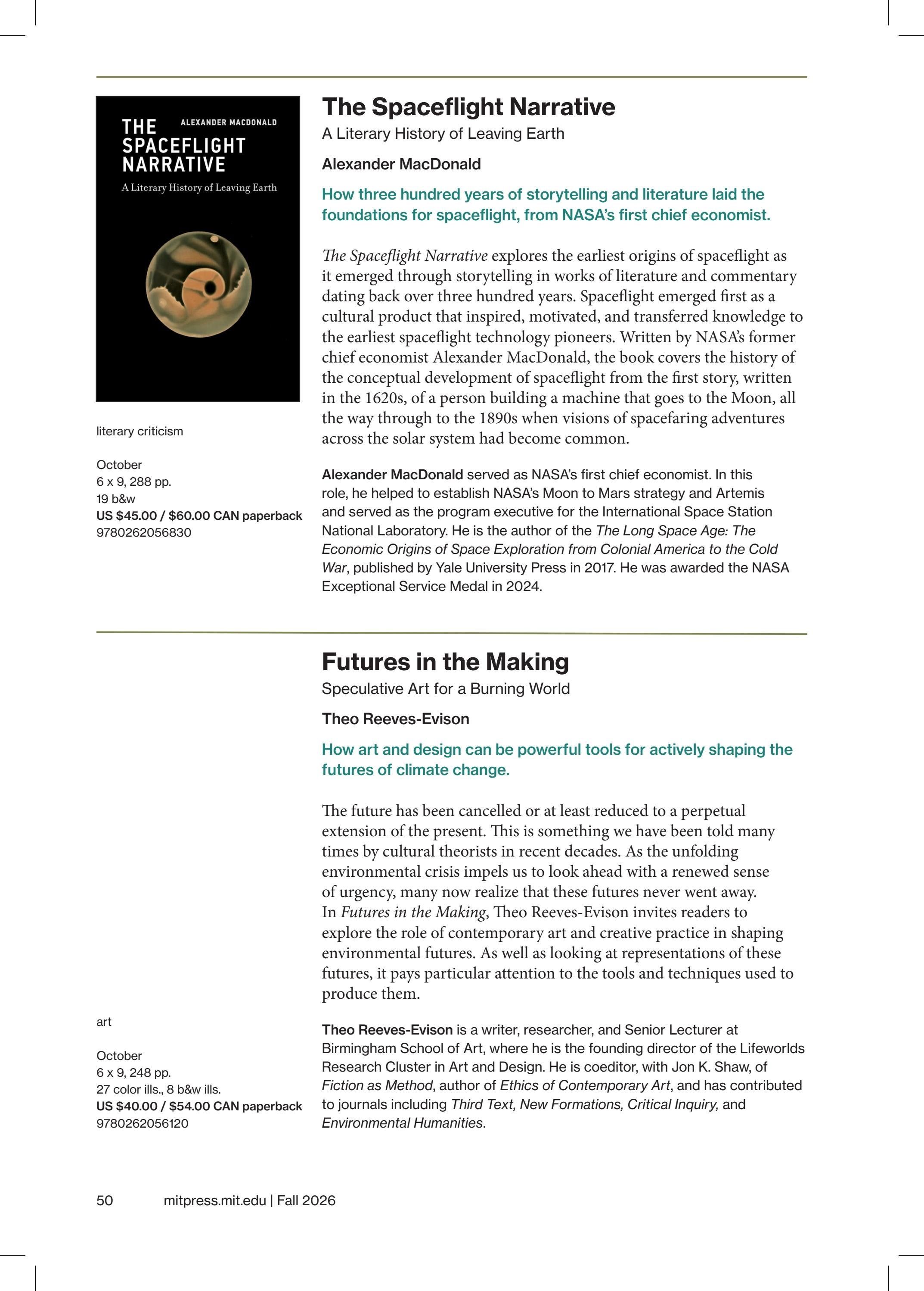 MIT Press Fall 2026 Catalog Weekly Ad January 1 - December 31, 2026