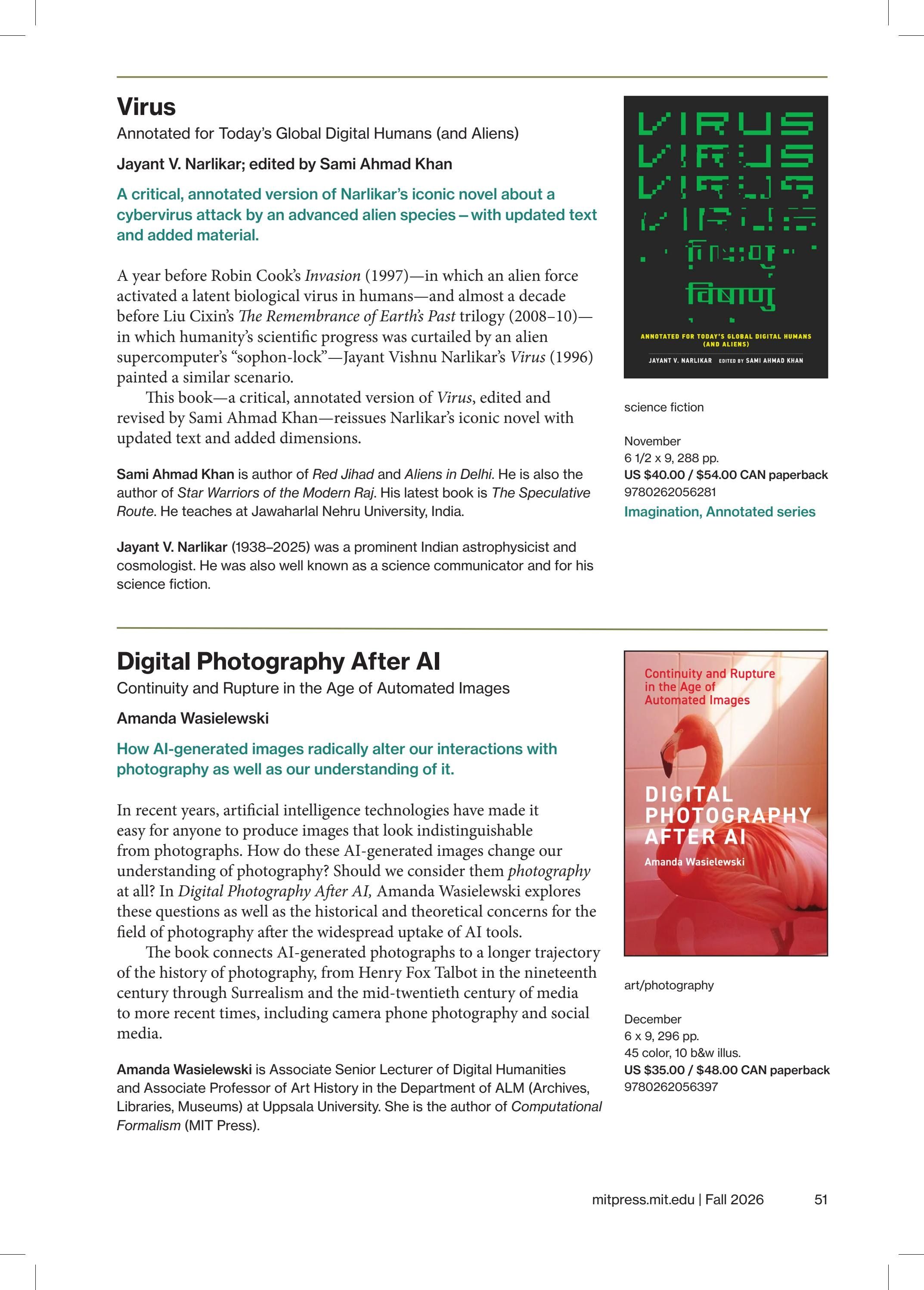 MIT Press Fall 2026 Catalog Weekly Ad January 1 - December 31, 2026
