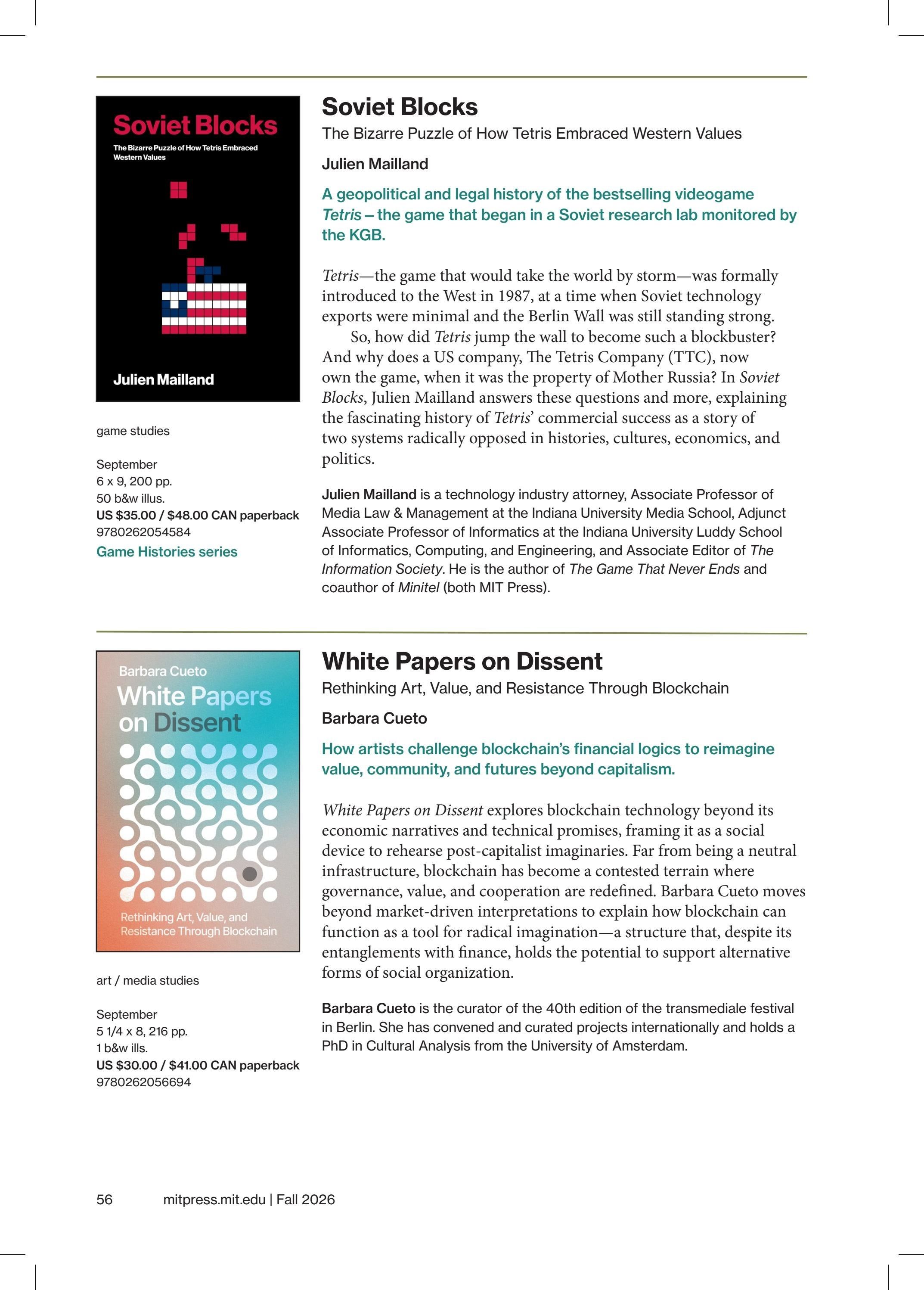 MIT Press Fall 2026 Catalog Weekly Ad January 1 - December 31, 2026