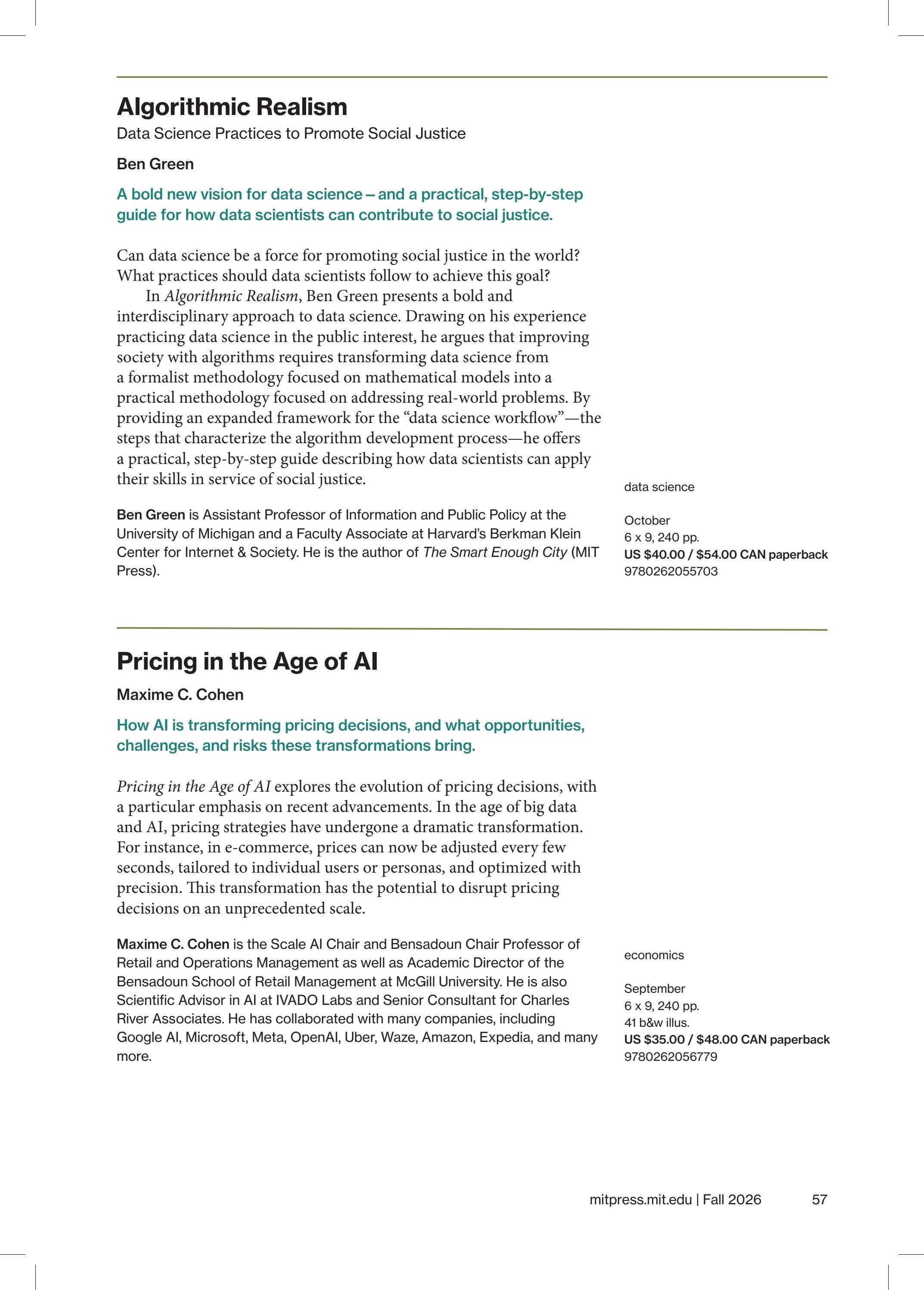 MIT Press Fall 2026 Catalog Weekly Ad January 1 - December 31, 2026