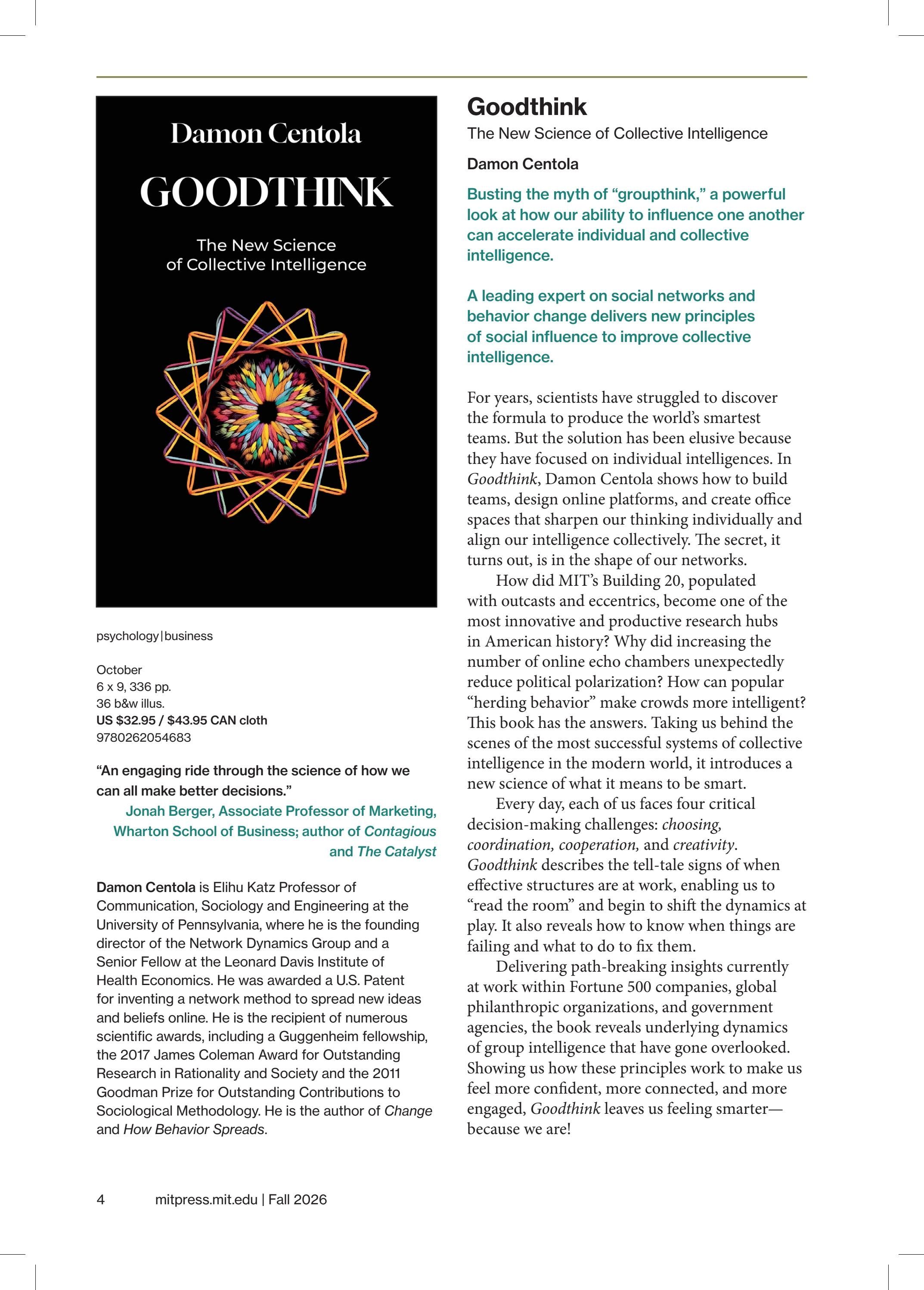 MIT Press Fall 2026 Catalog Weekly Ad January 1 - December 31, 2026