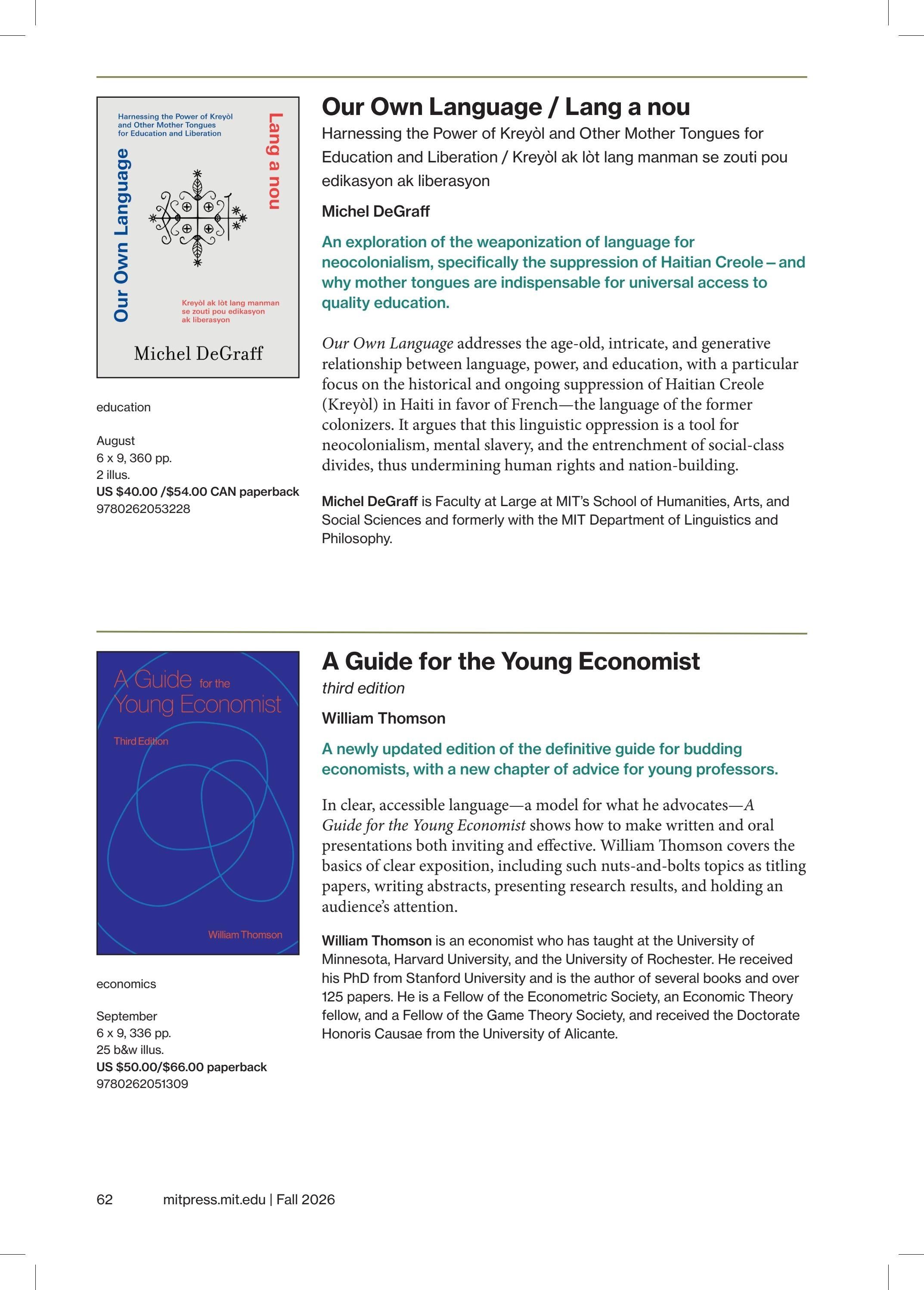 MIT Press Fall 2026 Catalog Weekly Ad January 1 - December 31, 2026