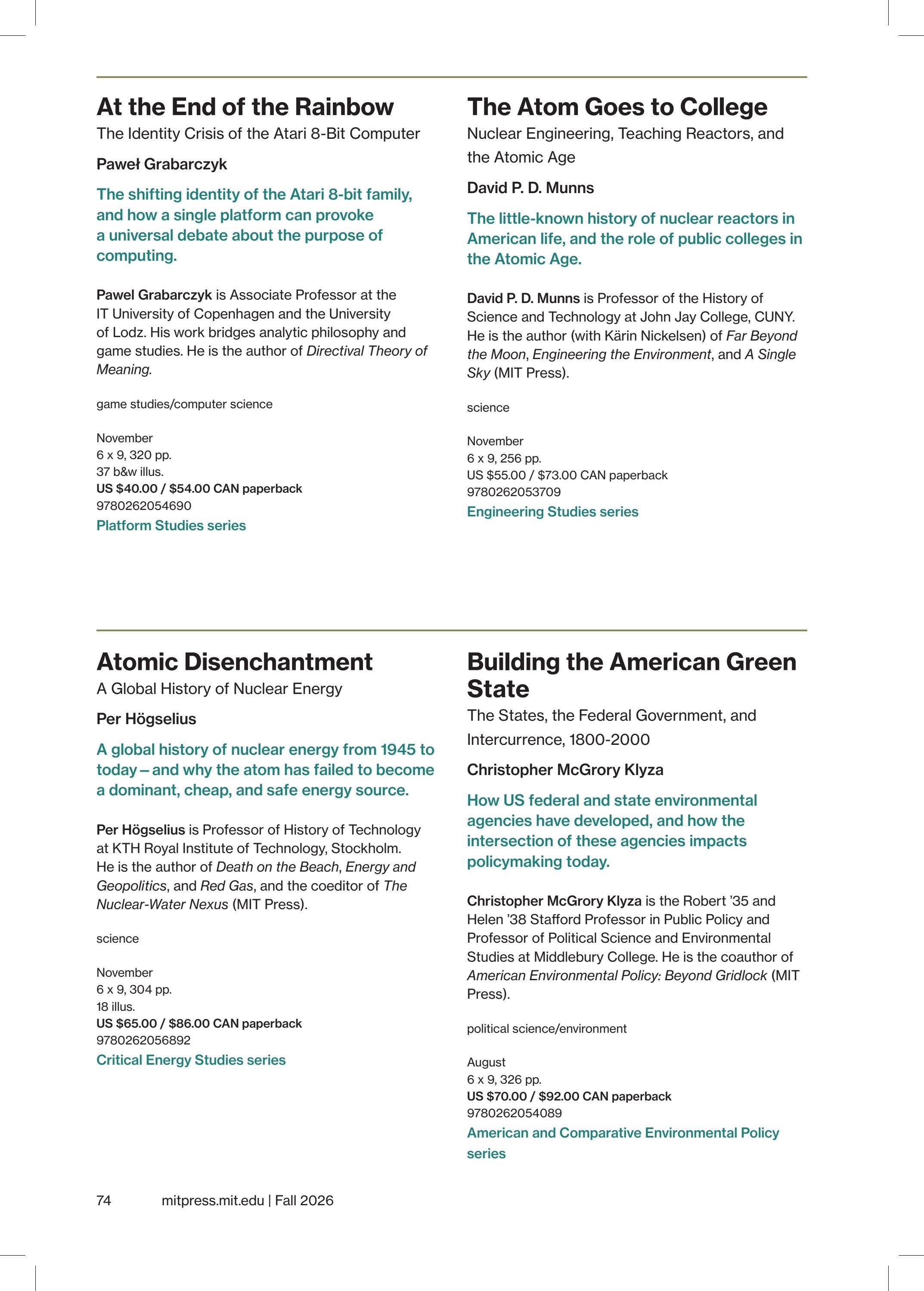 MIT Press Fall 2026 Catalog Weekly Ad January 1 - December 31, 2026