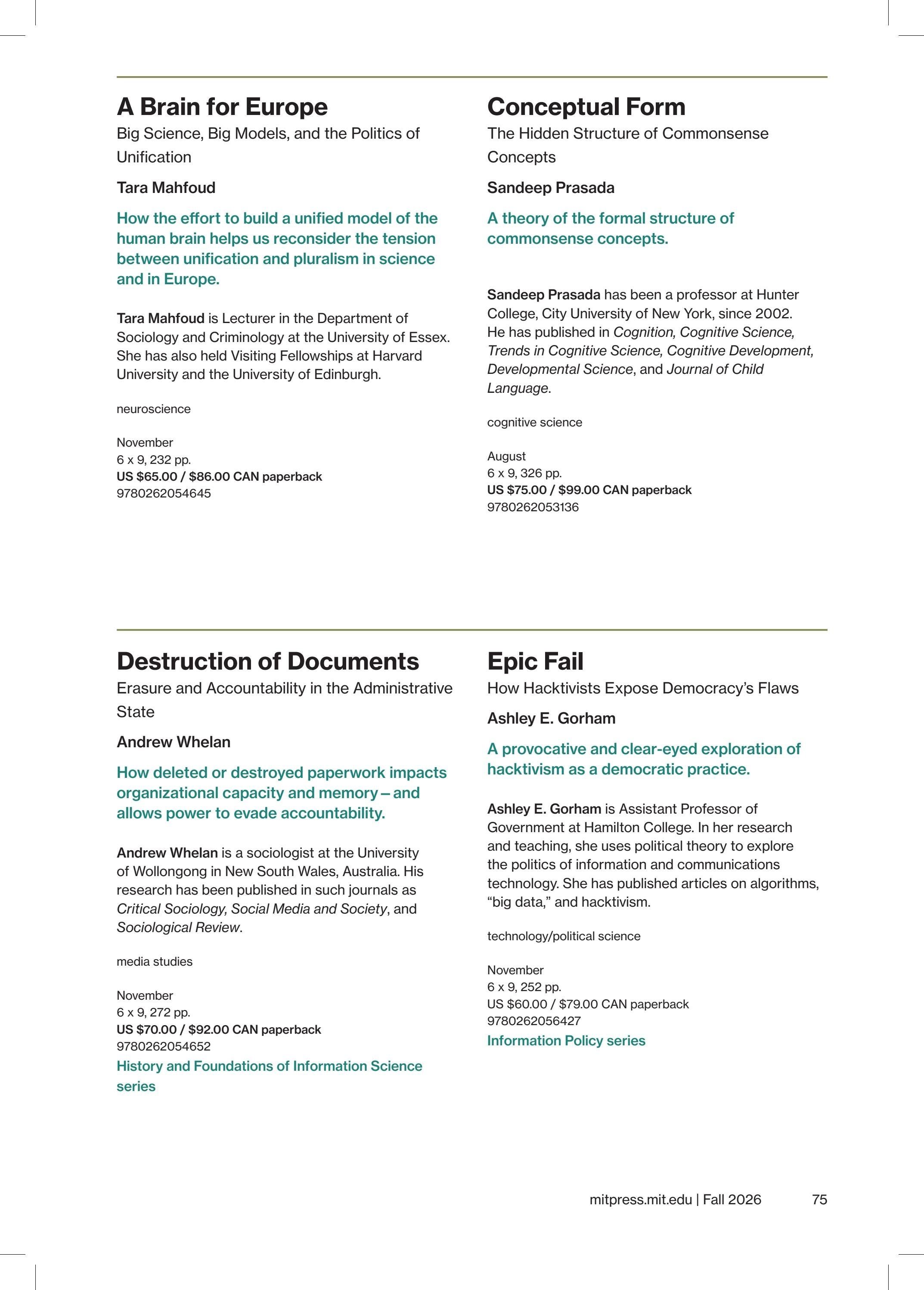 MIT Press Fall 2026 Catalog Weekly Ad January 1 - December 31, 2026