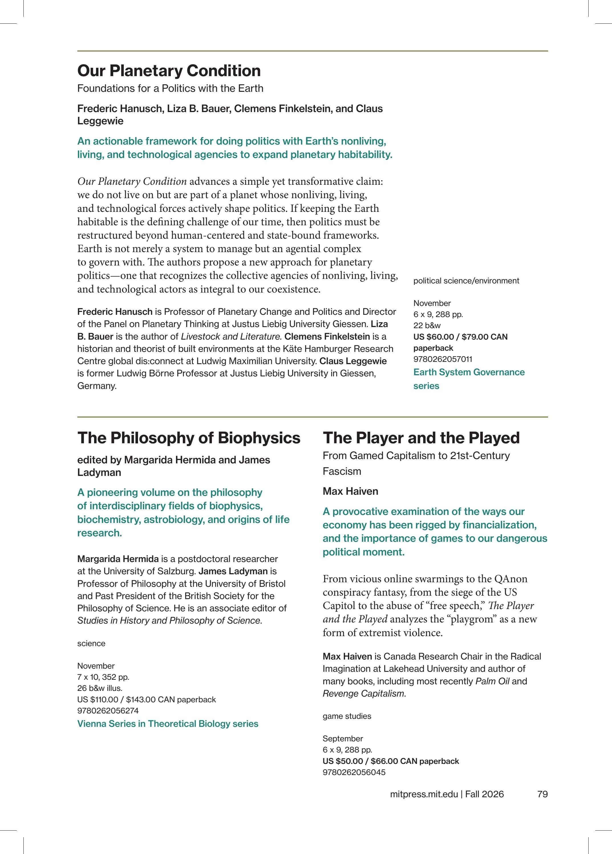 MIT Press Fall 2026 Catalog Weekly Ad January 1 - December 31, 2026