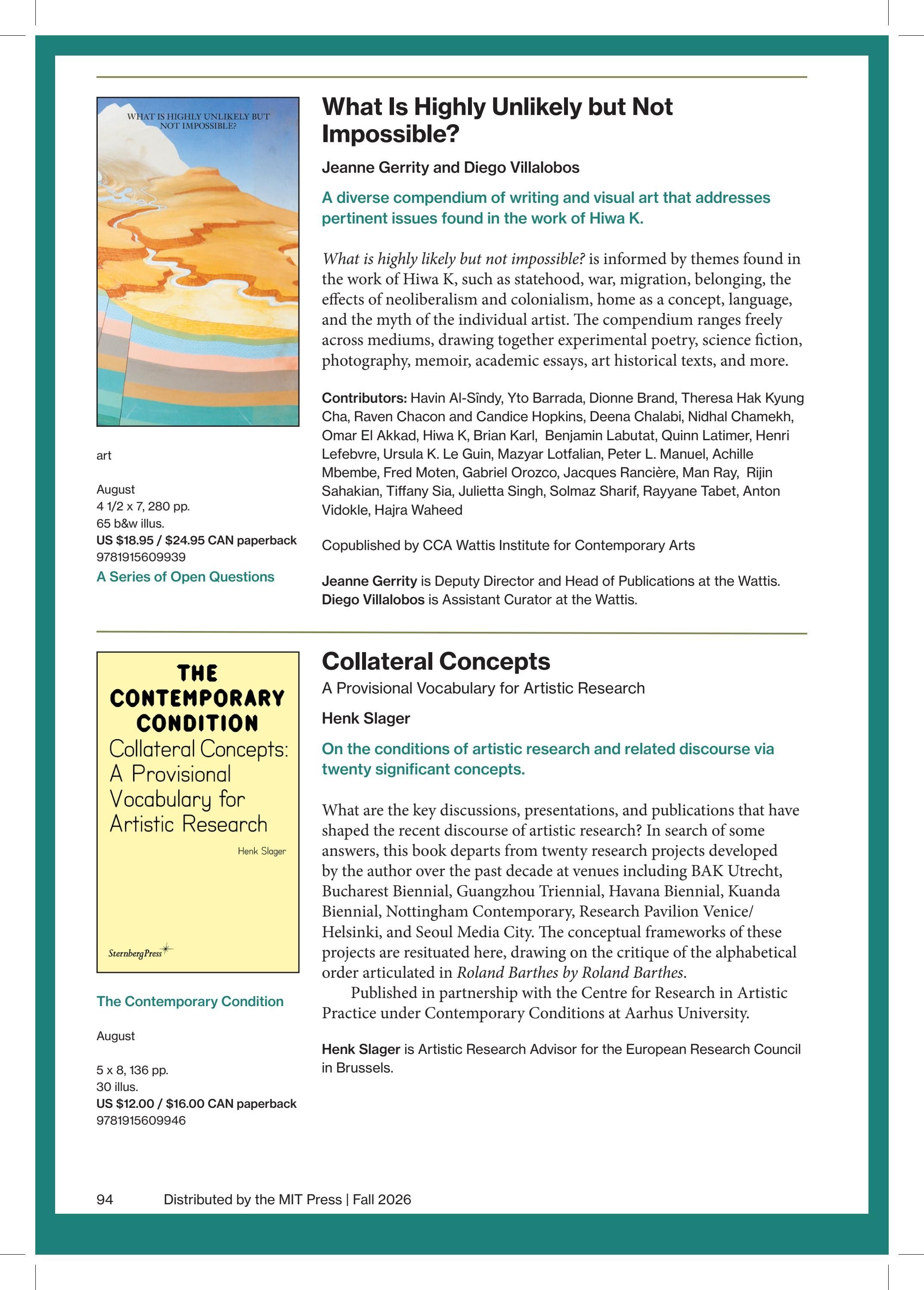 MIT Press Fall 2026 Catalog Weekly Ad January 1 - December 31, 2026
