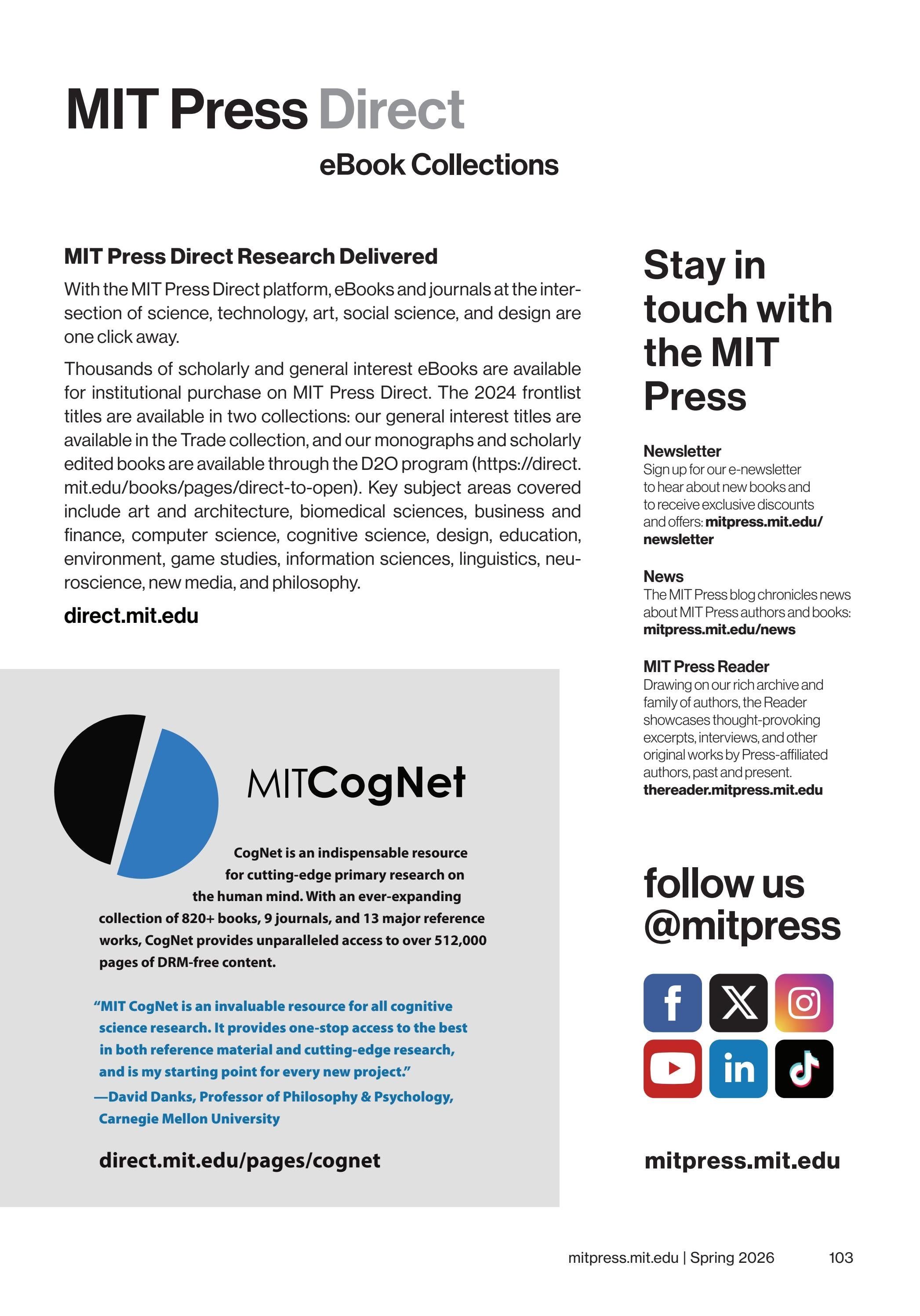 MIT Press Spring 2026 Catalog Weekly Ad January 1 - December 31, 2026
