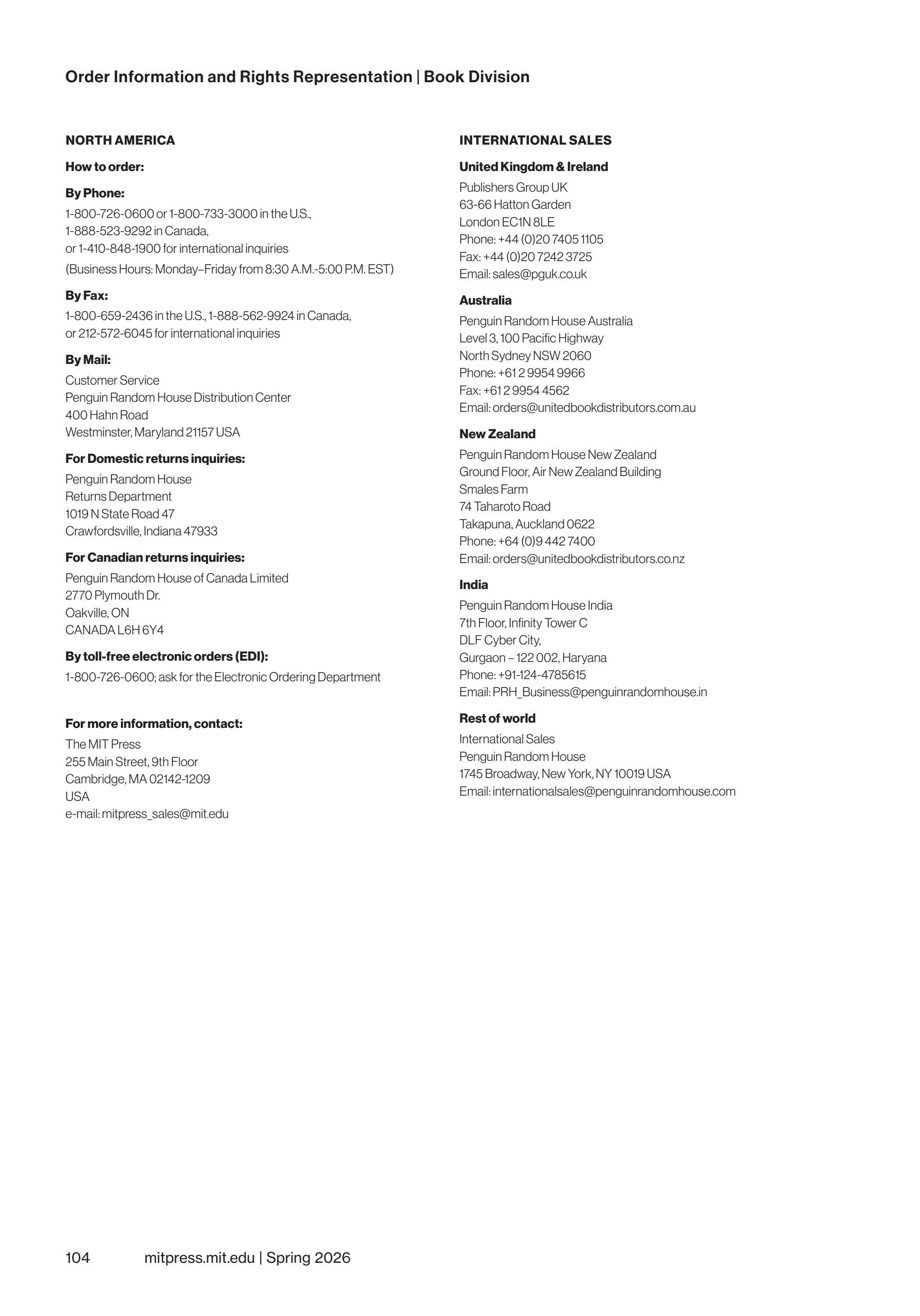 MIT Press Spring 2026 Catalog Weekly Ad January 1 - December 31, 2026