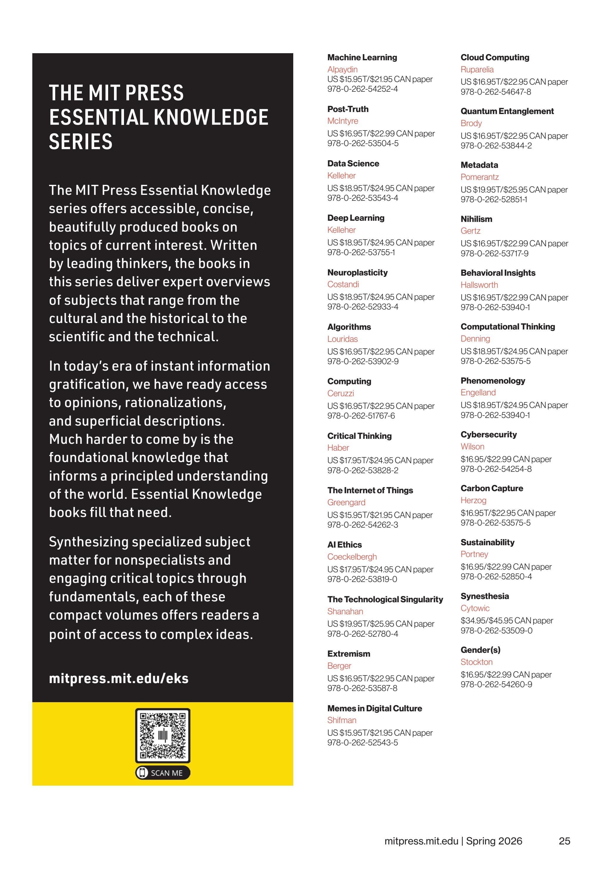 MIT Press Spring 2026 Catalog Weekly Ad January 1 - December 31, 2026