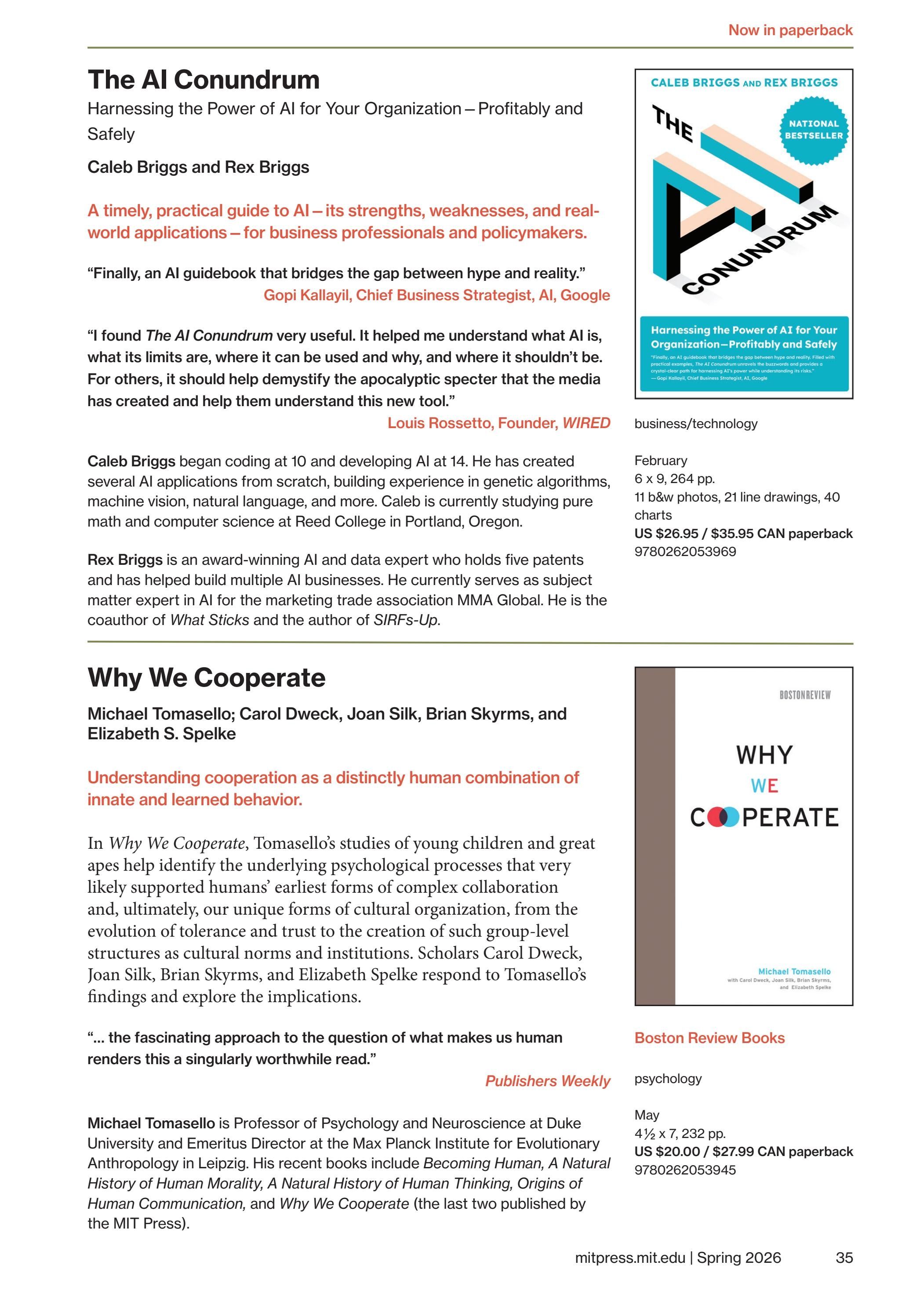 MIT Press Spring 2026 Catalog Weekly Ad January 1 - December 31, 2026