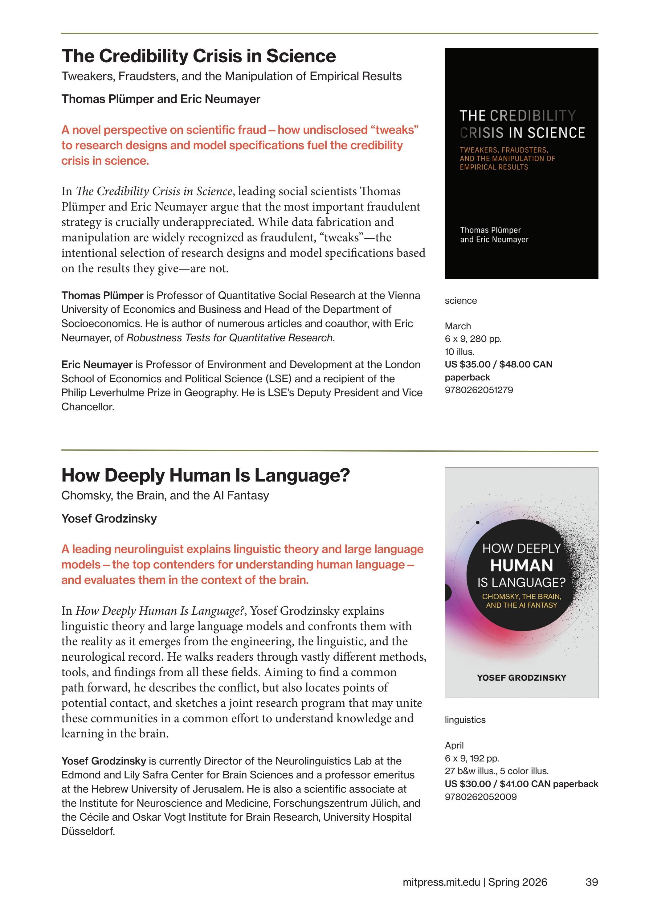 MIT Press Spring 2026 Catalog Weekly Ad January 1 - December 31, 2026