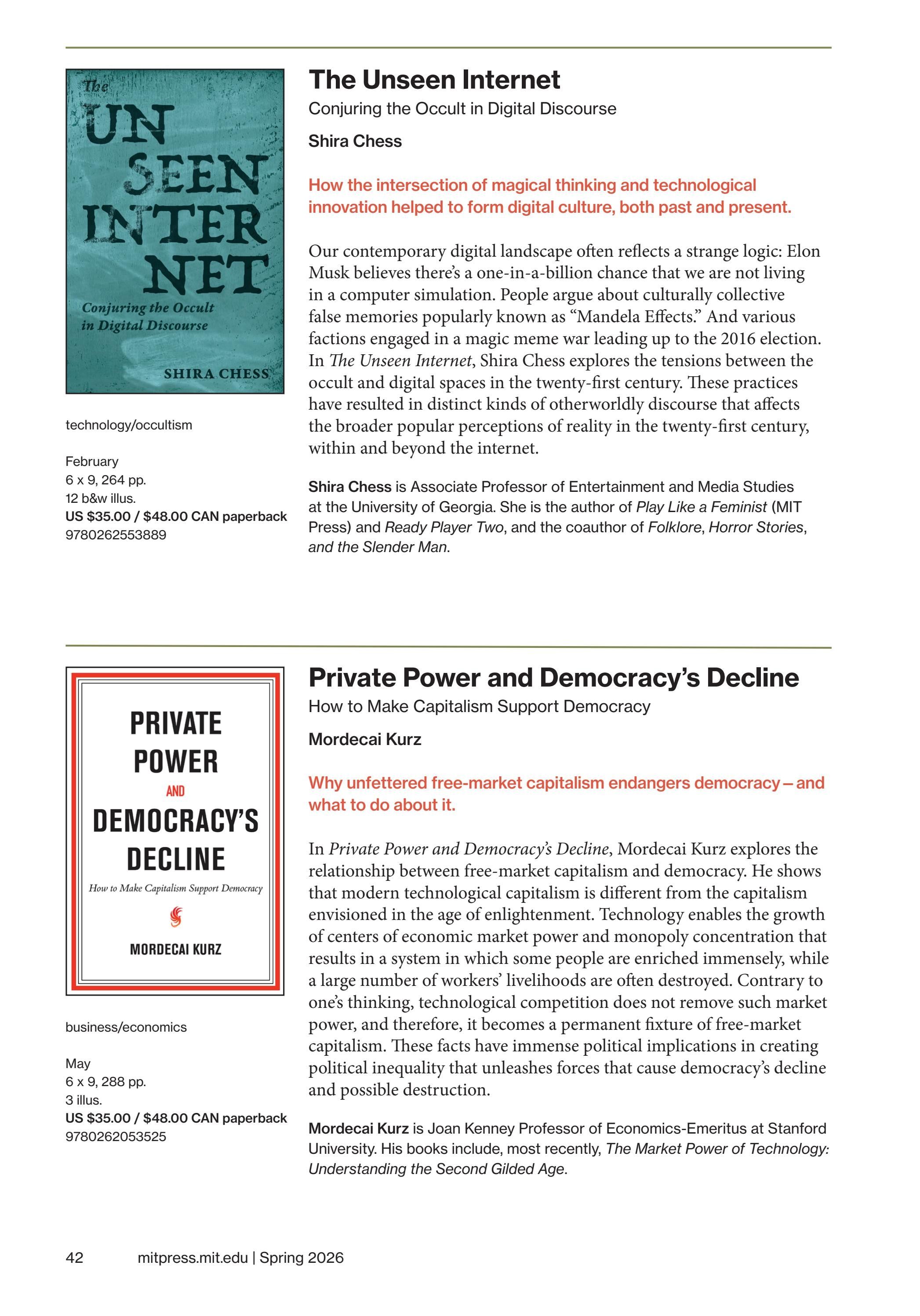 MIT Press Spring 2026 Catalog Weekly Ad January 1 - December 31, 2026