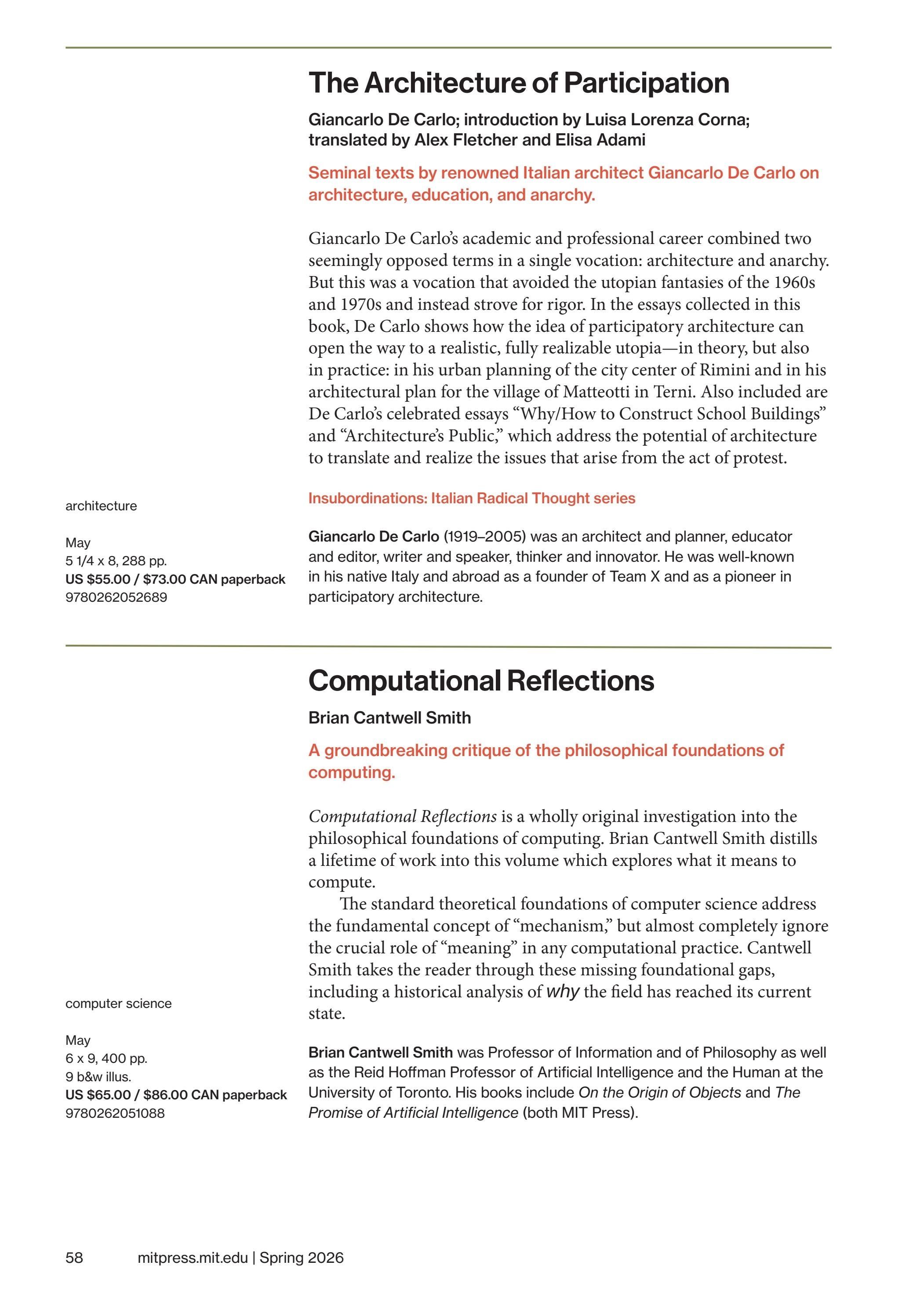 MIT Press Spring 2026 Catalog Weekly Ad January 1 - December 31, 2026