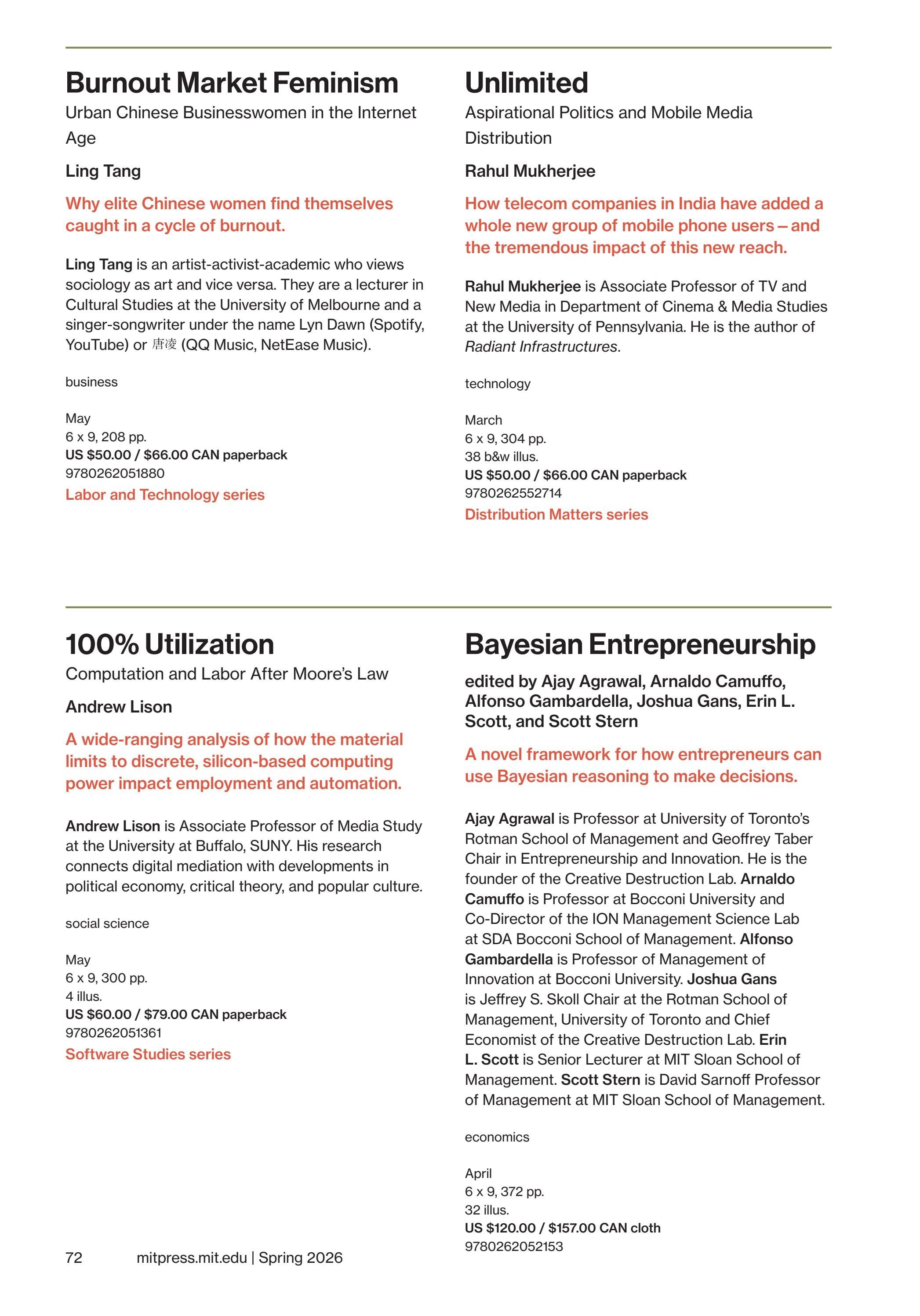 MIT Press Spring 2026 Catalog Weekly Ad January 1 - December 31, 2026