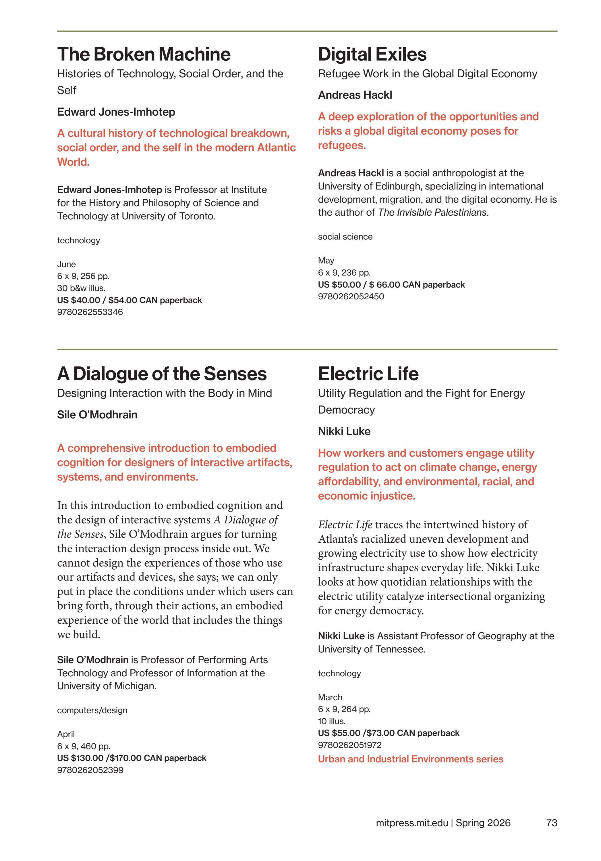 MIT Press Spring 2026 Catalog Weekly Ad January 1 - December 31, 2026
