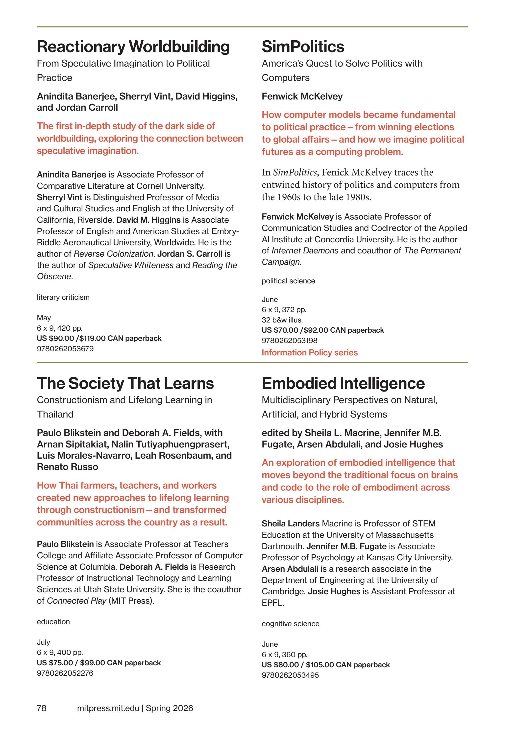 MIT Press Spring 2026 Catalog Weekly Ad January 1 - December 31, 2026