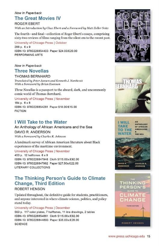 University of Chicago Press Fall 2026 International Catalog Weekly Ad January 1 - December 31, 2026