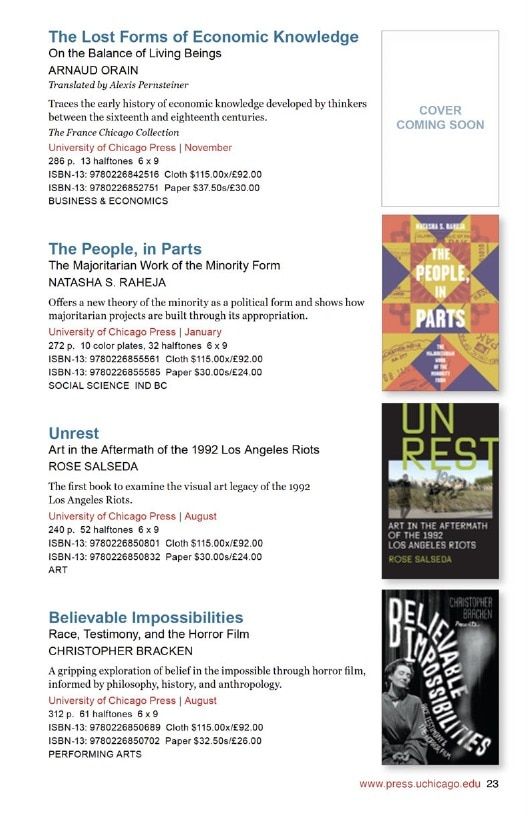 University of Chicago Press Fall 2026 International Catalog Weekly Ad January 1 - December 31, 2026