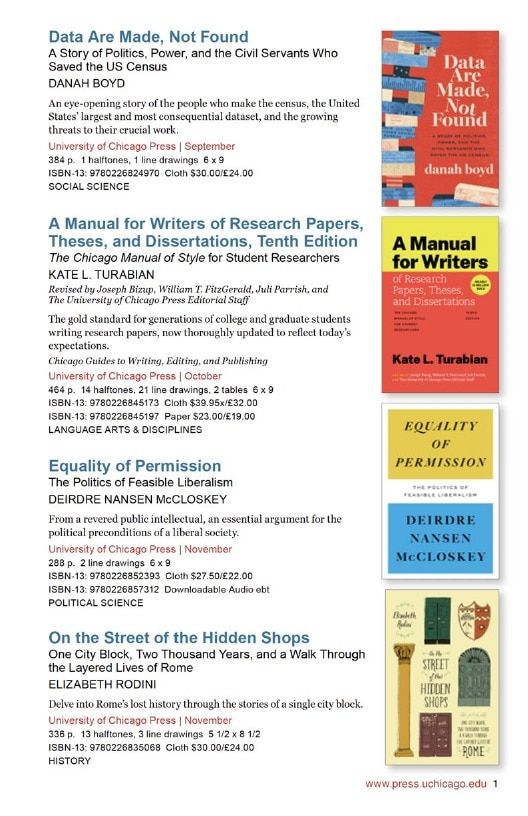 University of Chicago Press Fall 2026 International Catalog Weekly Ad January 1 - December 31, 2026