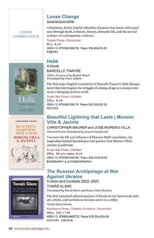University of Chicago Press Fall 2026 International Catalog Weekly Ad January 1 - December 31, 2026