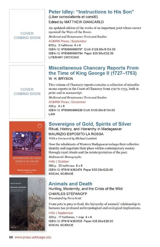 University of Chicago Press Fall 2026 International Catalog Weekly Ad January 1 - December 31, 2026