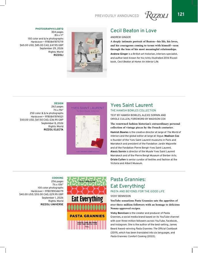 Rizzoli New York Fall 2026 Catalog Weekly Ad January 1 - December 31, 2026