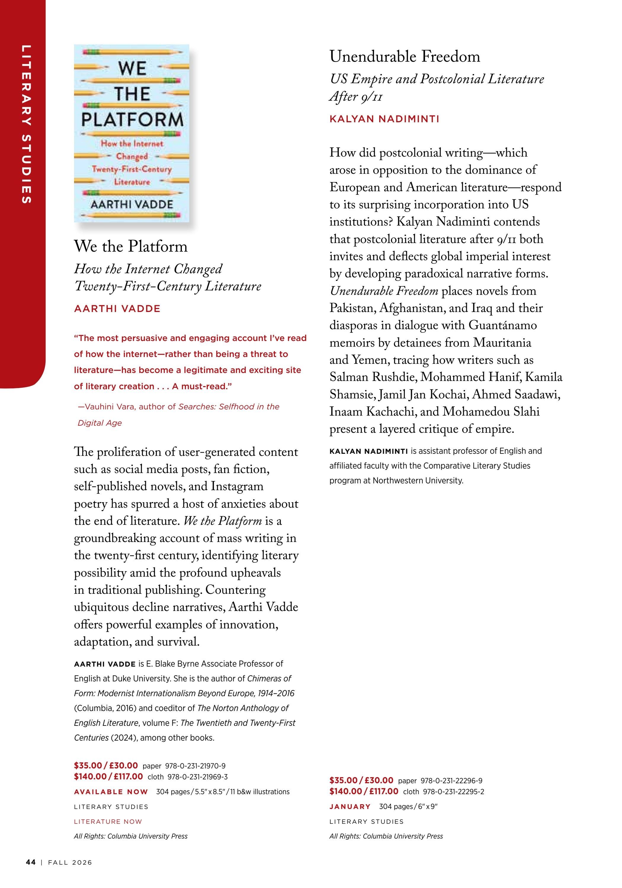 Columbia University Press Fall Catalog Weekly Ad January 1 - December 31, 2026