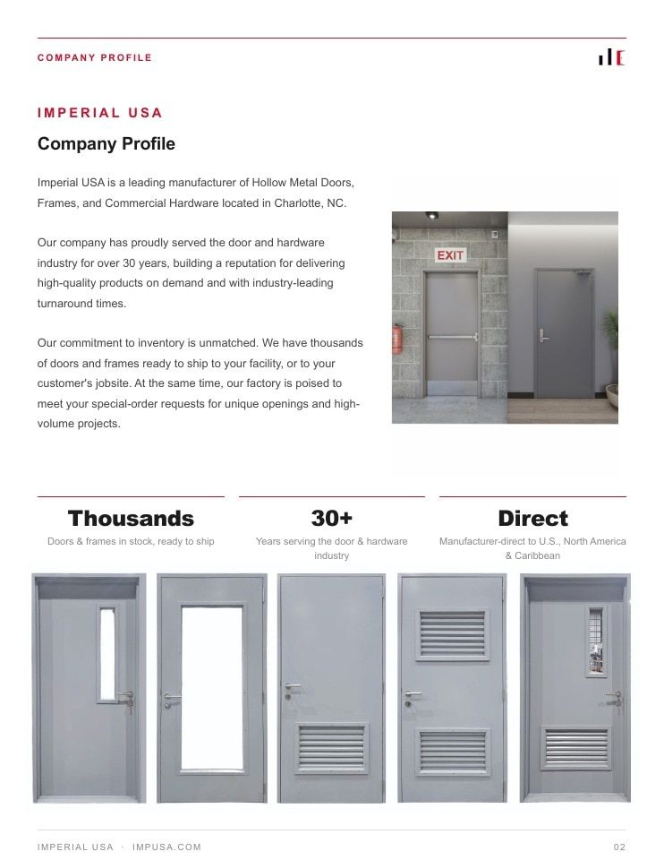 Imperial USA Hollow Metal Door & Frame Catalog Weekly Ad January 1 - December 31, 2026