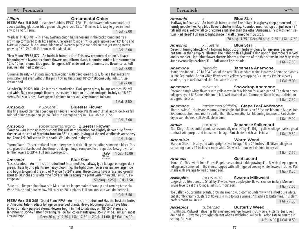 Intrinsic Perennial Gardens Perennial Catalog Weekly Ad January 1 - December 31, 2026