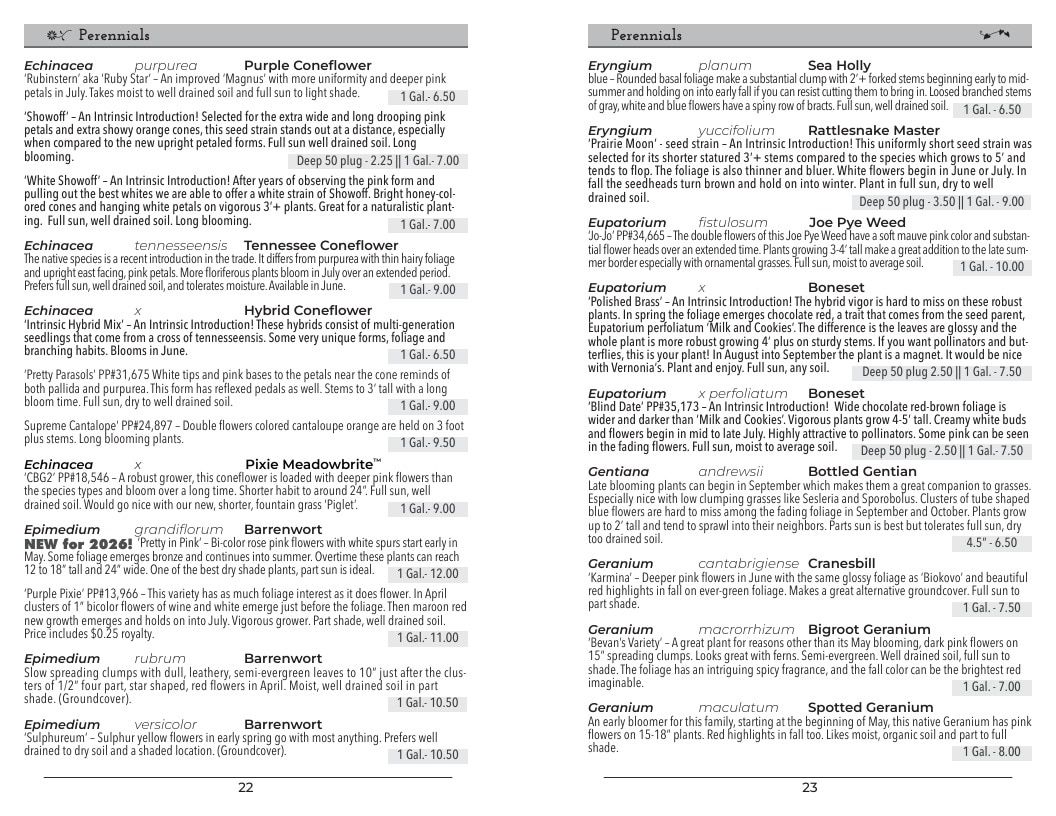 Intrinsic Perennial Gardens Perennial Catalog Weekly Ad January 1 - December 31, 2026