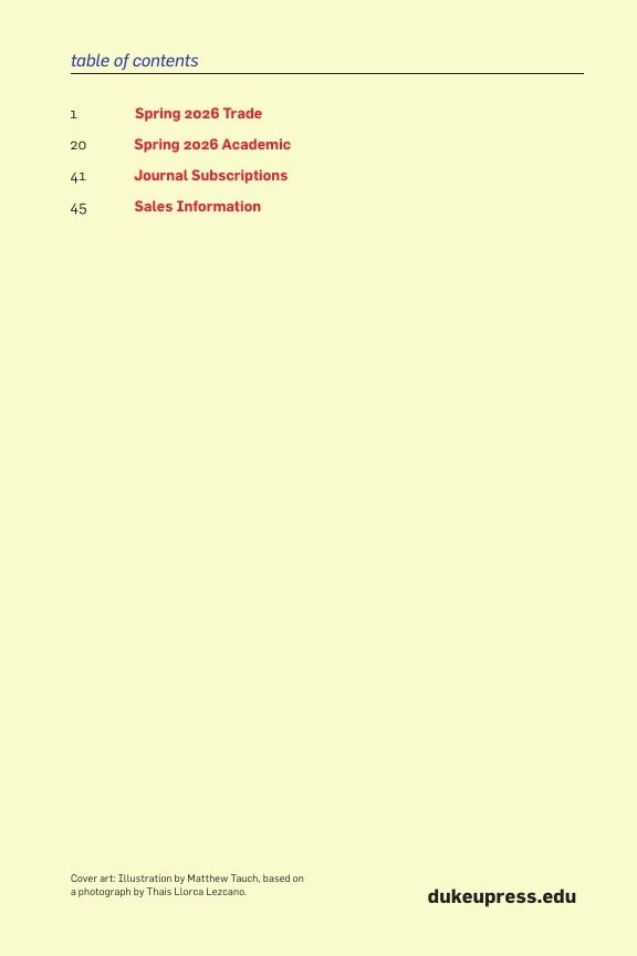 Duke University Press Spring 2026 Catalog Weekly Ad December 31, 2025 - December 31, 2026