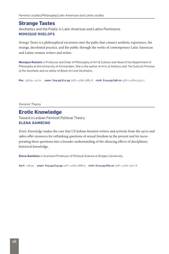 Duke University Press Spring 2026 Catalog Weekly Ad December 31, 2025 - December 31, 2026