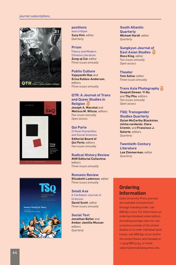 Duke University Press Spring 2026 Catalog Weekly Ad December 31, 2025 - December 31, 2026