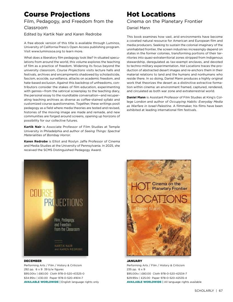 University of California Press Fall 2026 Catalog Weekly Ad December 31, 2025 - December 31, 2026