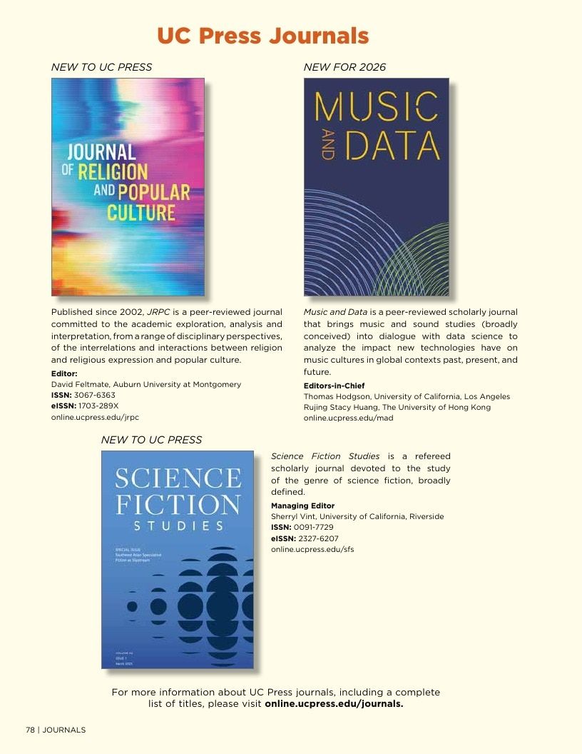 University of California Press Spring 2026 Catalog Weekly Ad December 31, 2025 - December 31, 2026