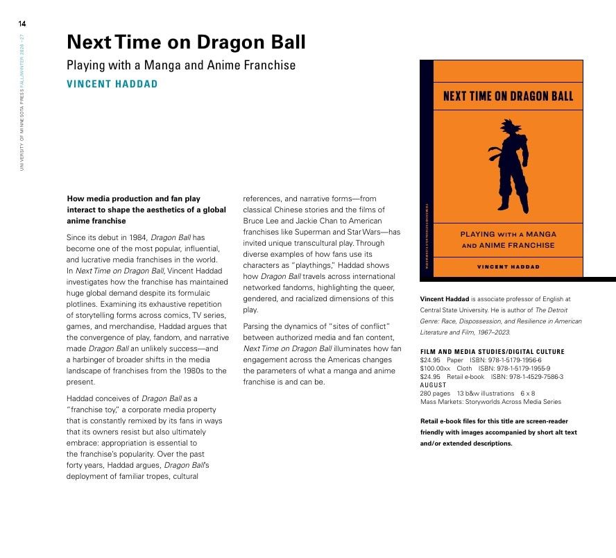 University of Minnesota Press Fall and Winter 2026-27 Catalog Weekly Ad December 31, 2025 - December 31, 2026