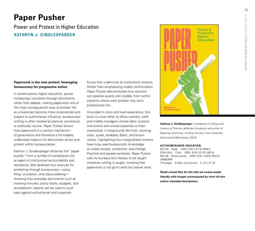 University of Minnesota Press Fall and Winter 2026-27 Catalog Weekly Ad December 31, 2025 - December 31, 2026