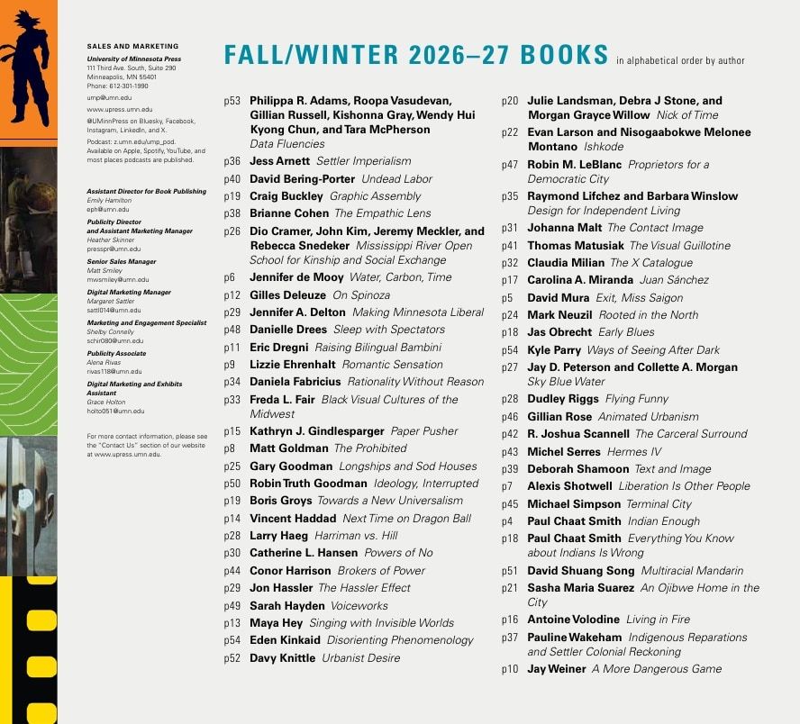University of Minnesota Press Fall and Winter 2026-27 Catalog Weekly Ad December 31, 2025 - December 31, 2026