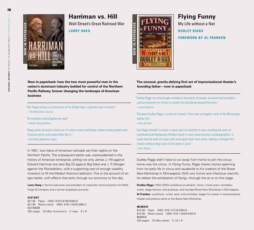 University of Minnesota Press Fall and Winter 2026-27 Catalog Weekly Ad December 31, 2025 - December 31, 2026