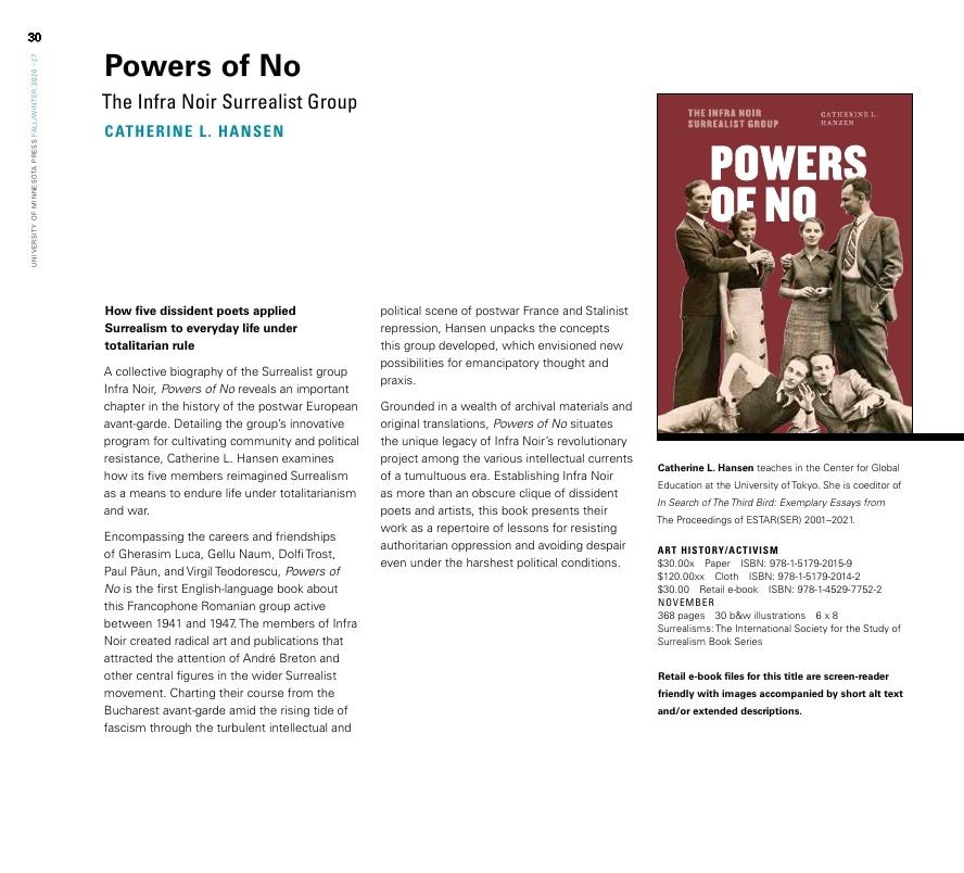 University of Minnesota Press Fall and Winter 2026-27 Catalog Weekly Ad December 31, 2025 - December 31, 2026