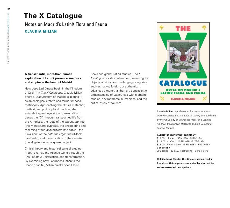 University of Minnesota Press Fall and Winter 2026-27 Catalog Weekly Ad December 31, 2025 - December 31, 2026