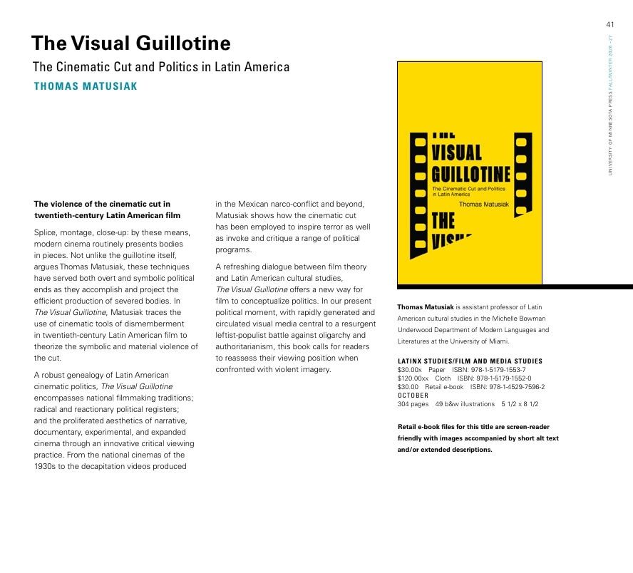 University of Minnesota Press Fall and Winter 2026-27 Catalog Weekly Ad December 31, 2025 - December 31, 2026