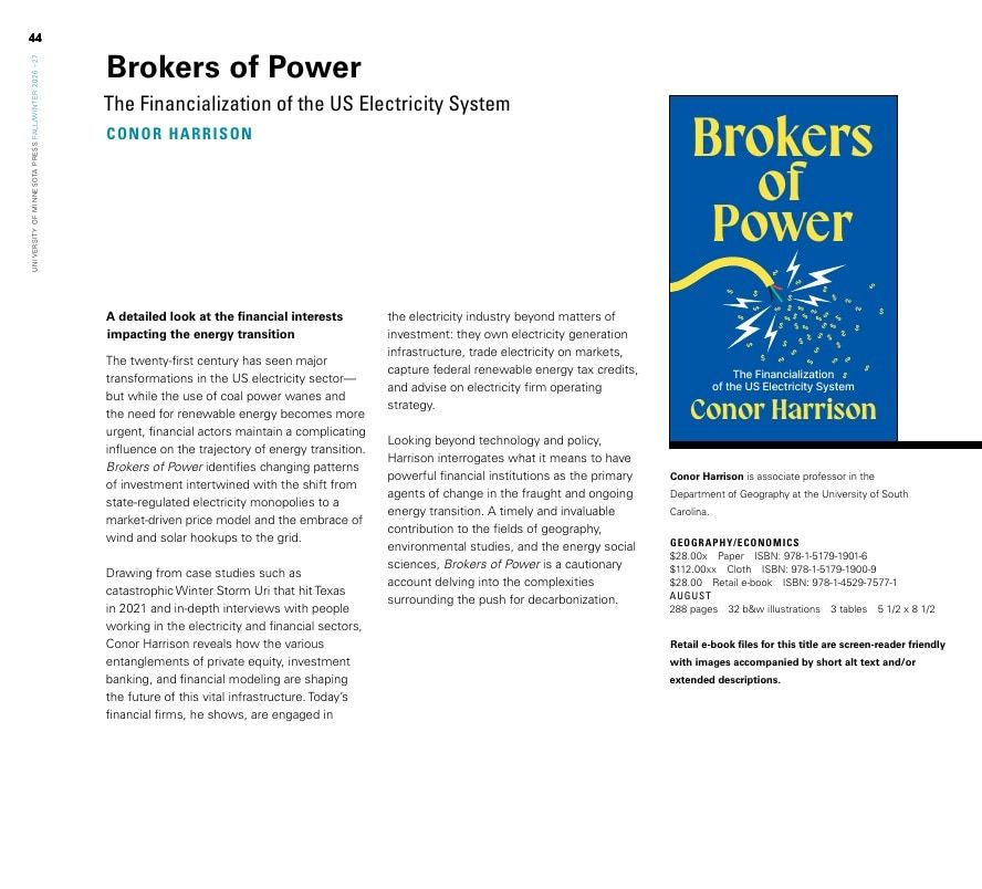 University of Minnesota Press Fall and Winter 2026-27 Catalog Weekly Ad December 31, 2025 - December 31, 2026