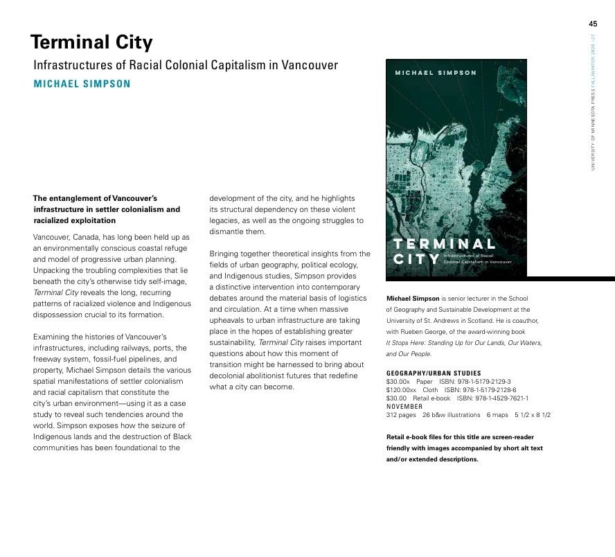 University of Minnesota Press Fall and Winter 2026-27 Catalog Weekly Ad December 31, 2025 - December 31, 2026