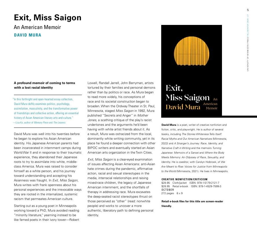 University of Minnesota Press Fall and Winter 2026-27 Catalog Weekly Ad December 31, 2025 - December 31, 2026