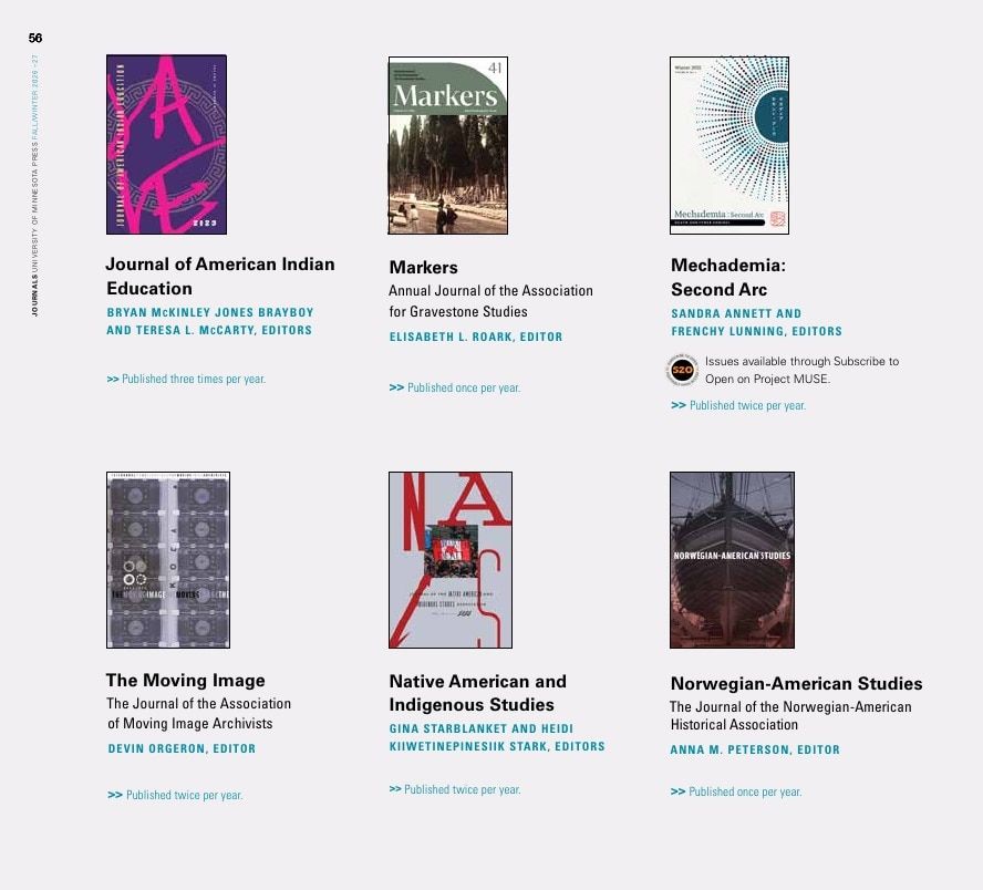University of Minnesota Press Fall and Winter 2026-27 Catalog Weekly Ad December 31, 2025 - December 31, 2026